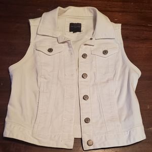 women's xs white denim vest